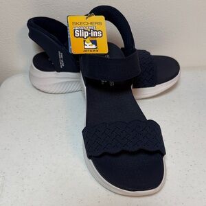 Skechers Women's Navy Slingback Sandal with White Sole